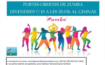 PORTES OBERTES DE ZUMBA * DIVENDRES 07/10 – 20:15 H AL GIMNÀS *